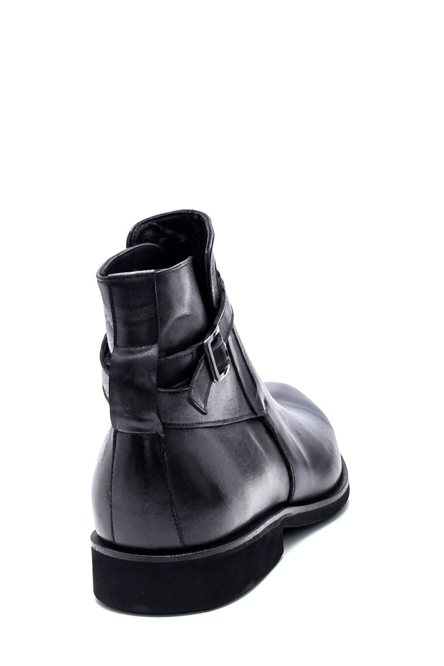 Men's Leather Buckle Detailed Casual Boots