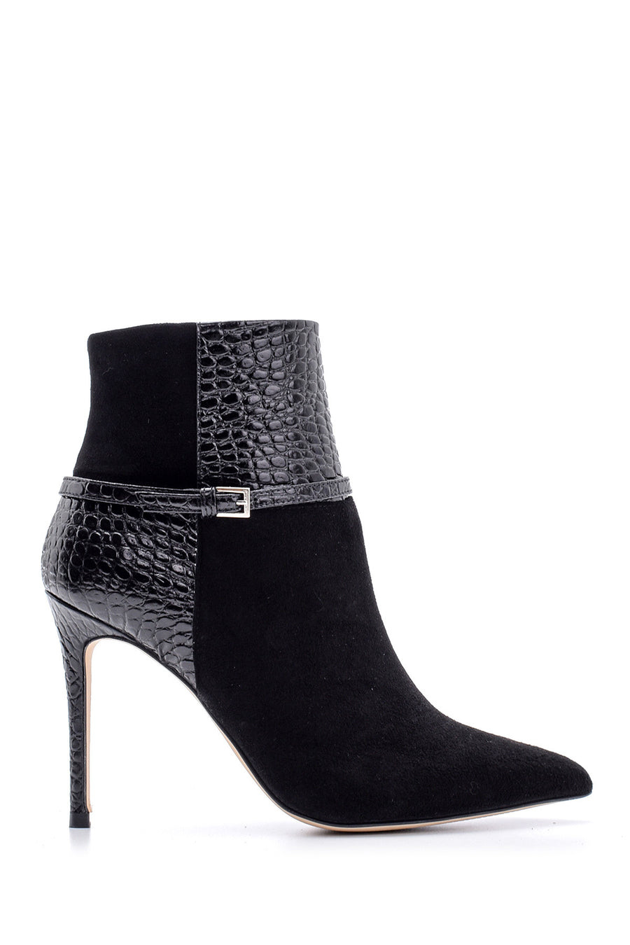 Women's Snakeskin Detailed Heeled Leather Boots 19WFD167914 | Derimod