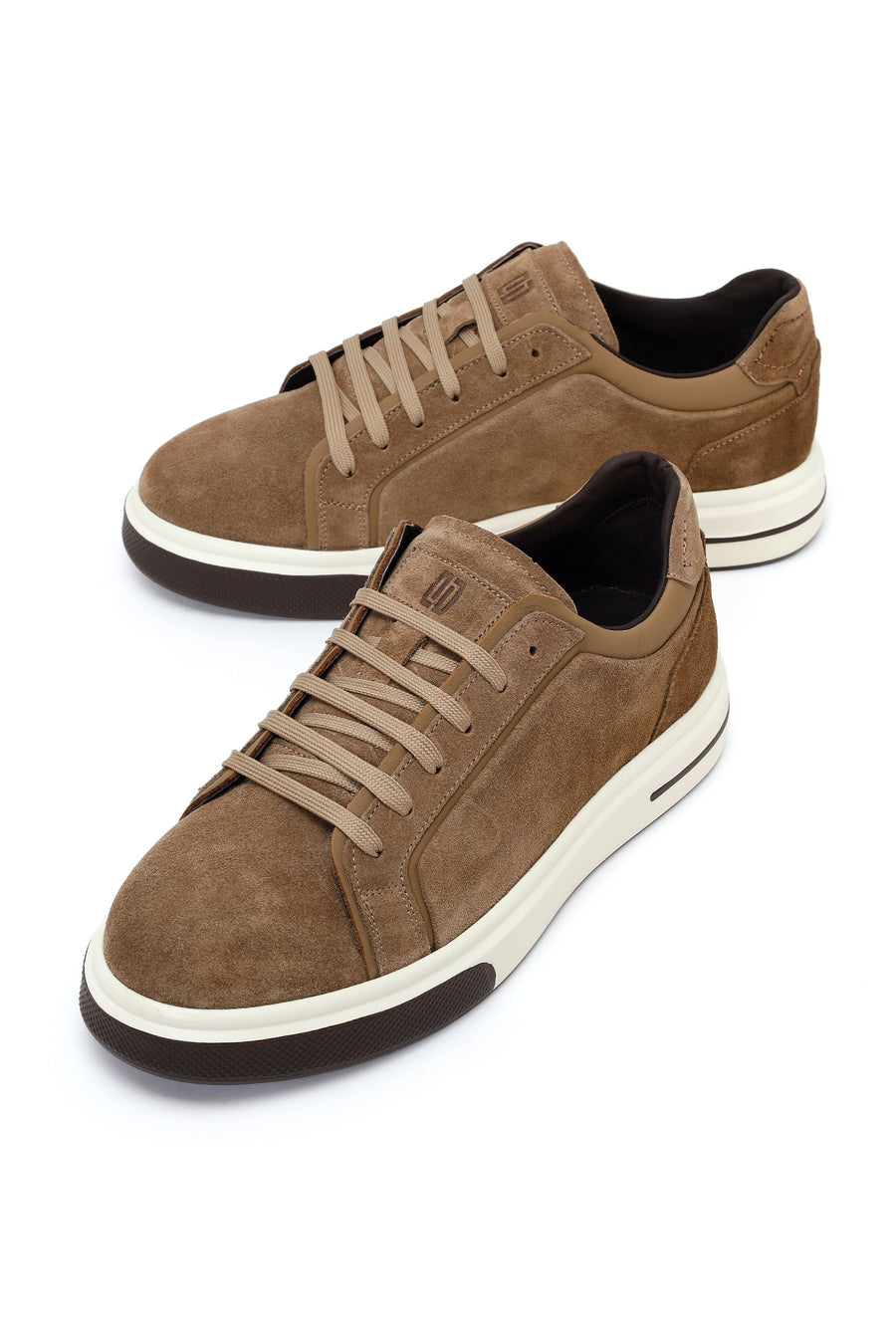 Erkek Vizon Bağcıklı Kalın Tabanlı Süet Deri Sneaker