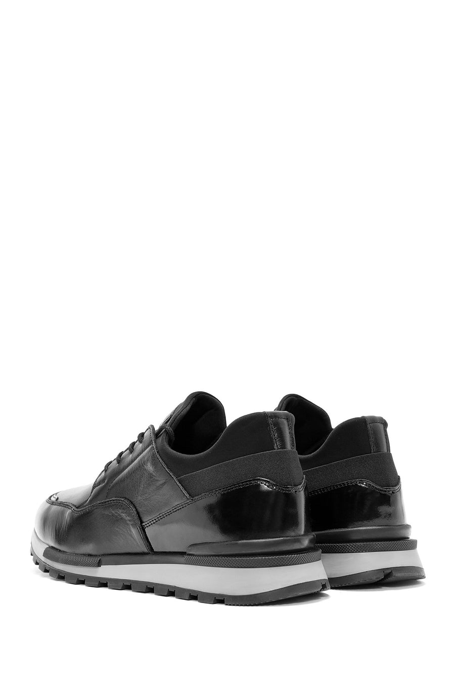 Men's Black Lace-Up Leather Casual Sneaker