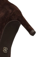Woman Brown Thin-Heeled Suede Boots | Derimod