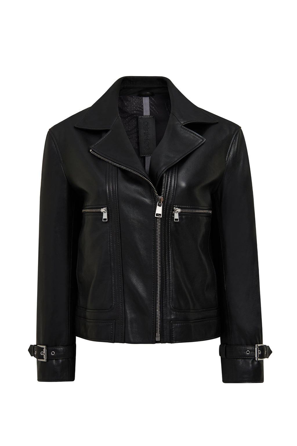 Paloma Kadın Siyah Kısa Oversize Biker Deri Ceket