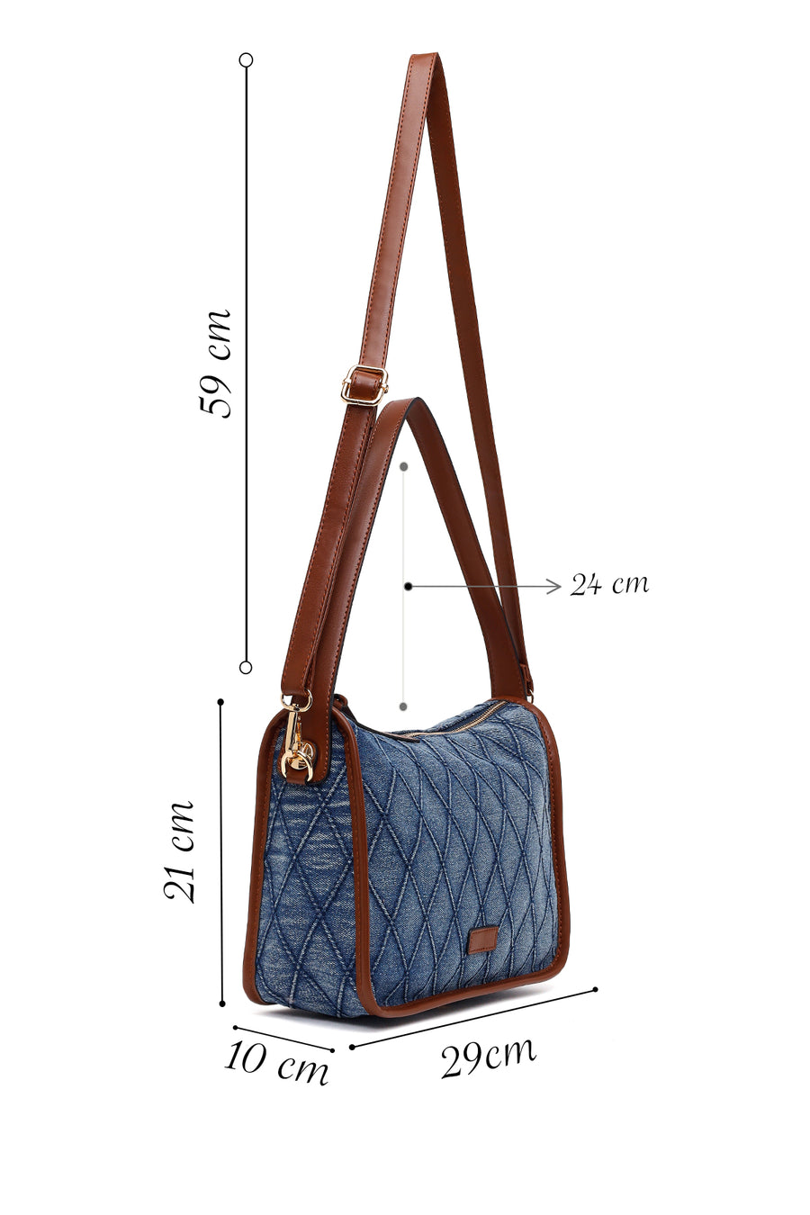 Woman Blue Jean Fabric Long-Strap Shoulder Bag