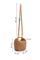 Woman Brown Long-Strap Mini Wicker Shoulder Bag | Derimod