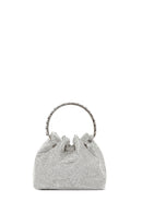 Women's Silver Long Chain Strap Stone Mini Evening Handbag | Derimod