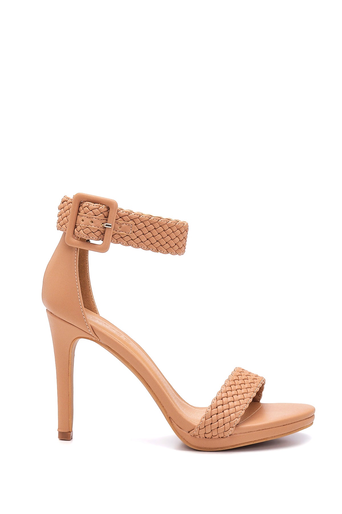Women's Beige Braided Heeled Sandals 22SFE470929 | Derimod