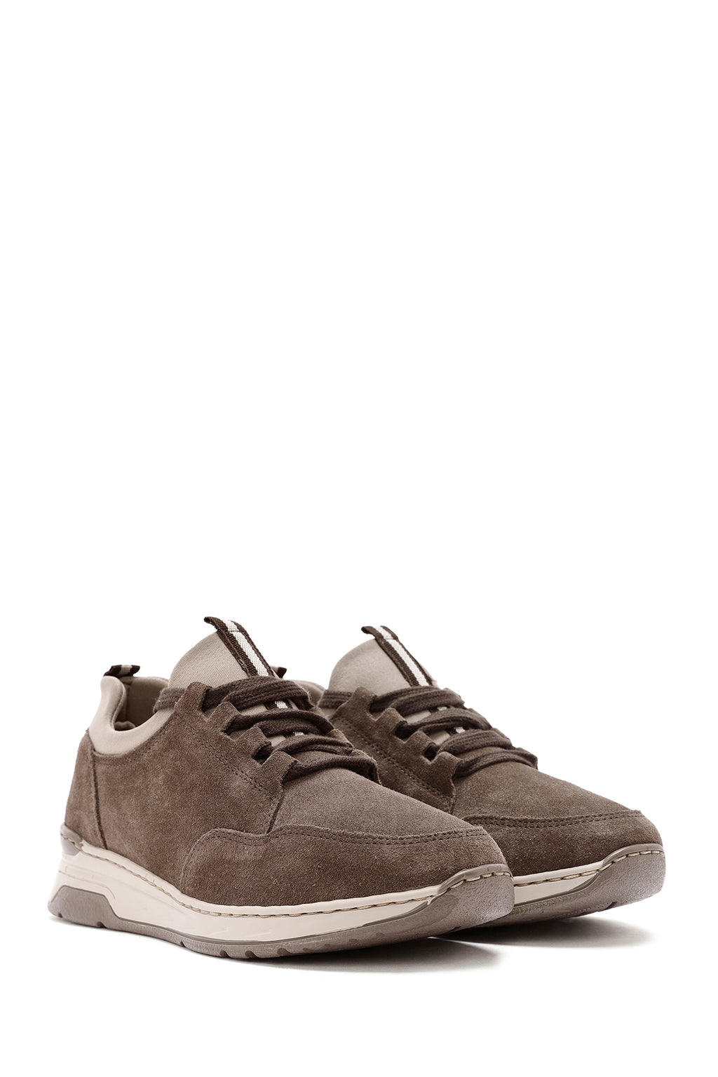 Kadın Vizon Bağcıklı Kalın Tabanlı Süet Deri Sneaker