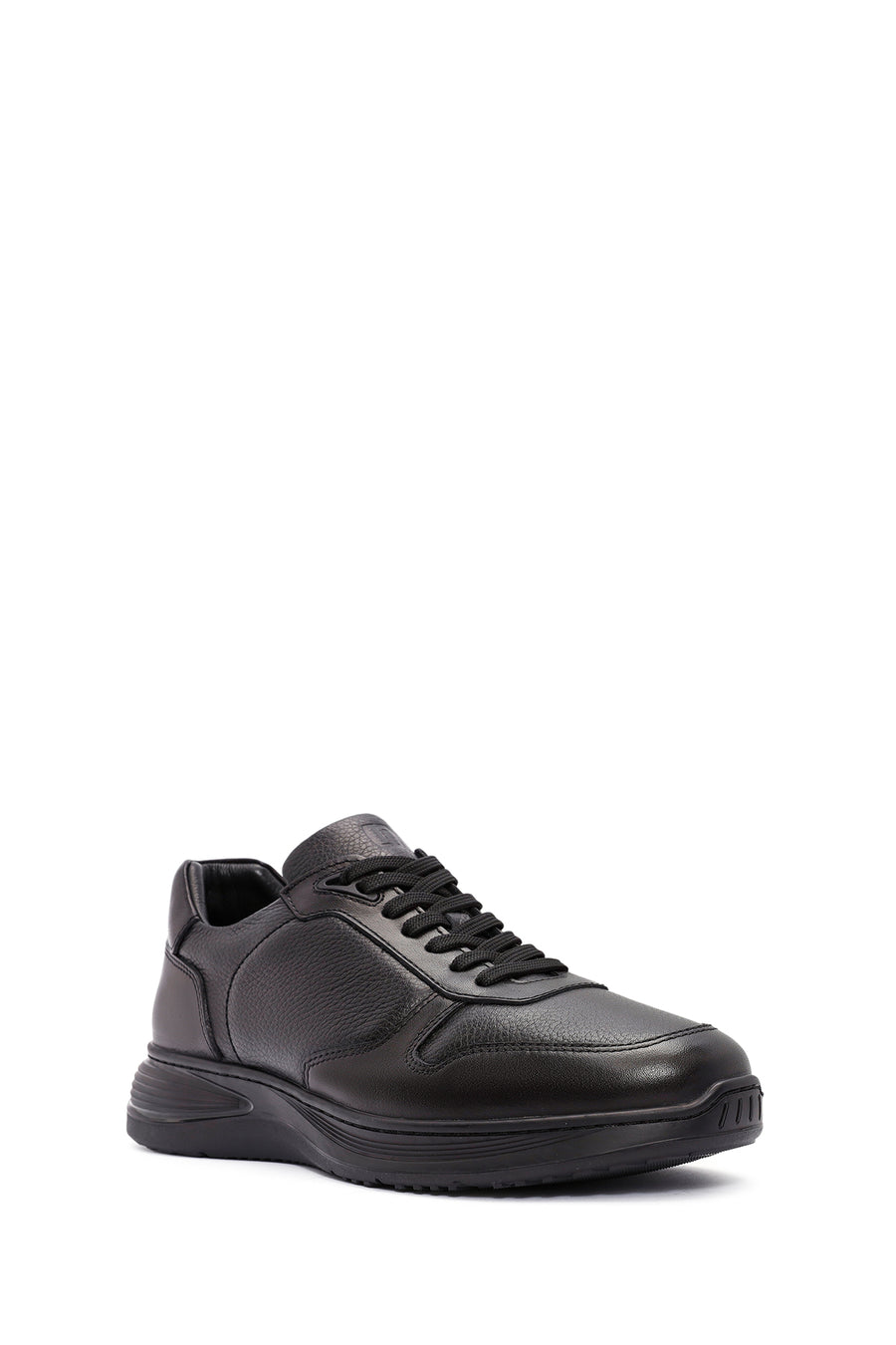 Men's Black Lace-Up Leather Casual Sneaker