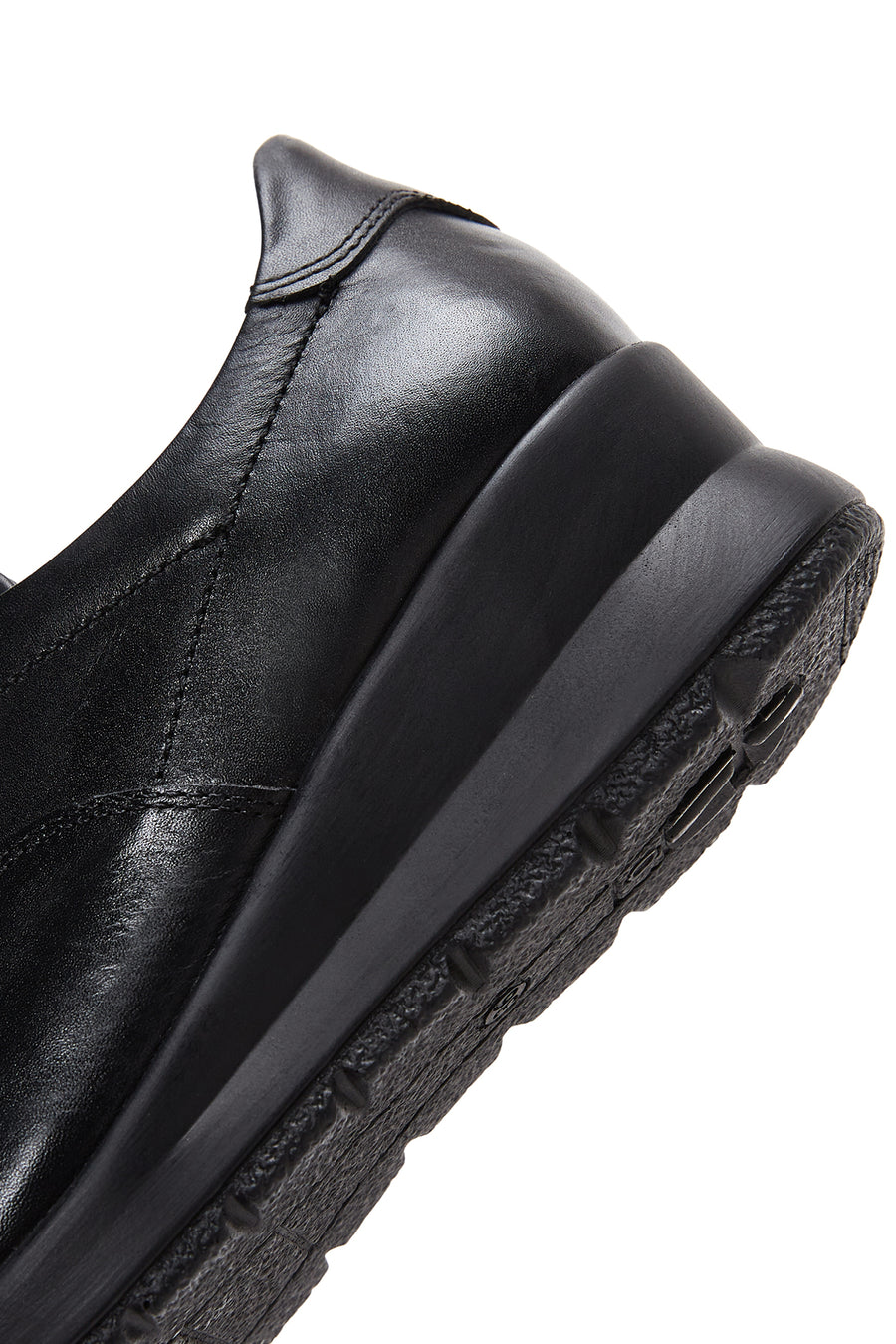Women's Black Leather Wedge Heeled Comfort Shoes