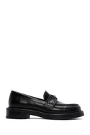 Women's Black Leather Masculine Casual Loafer | Derimod