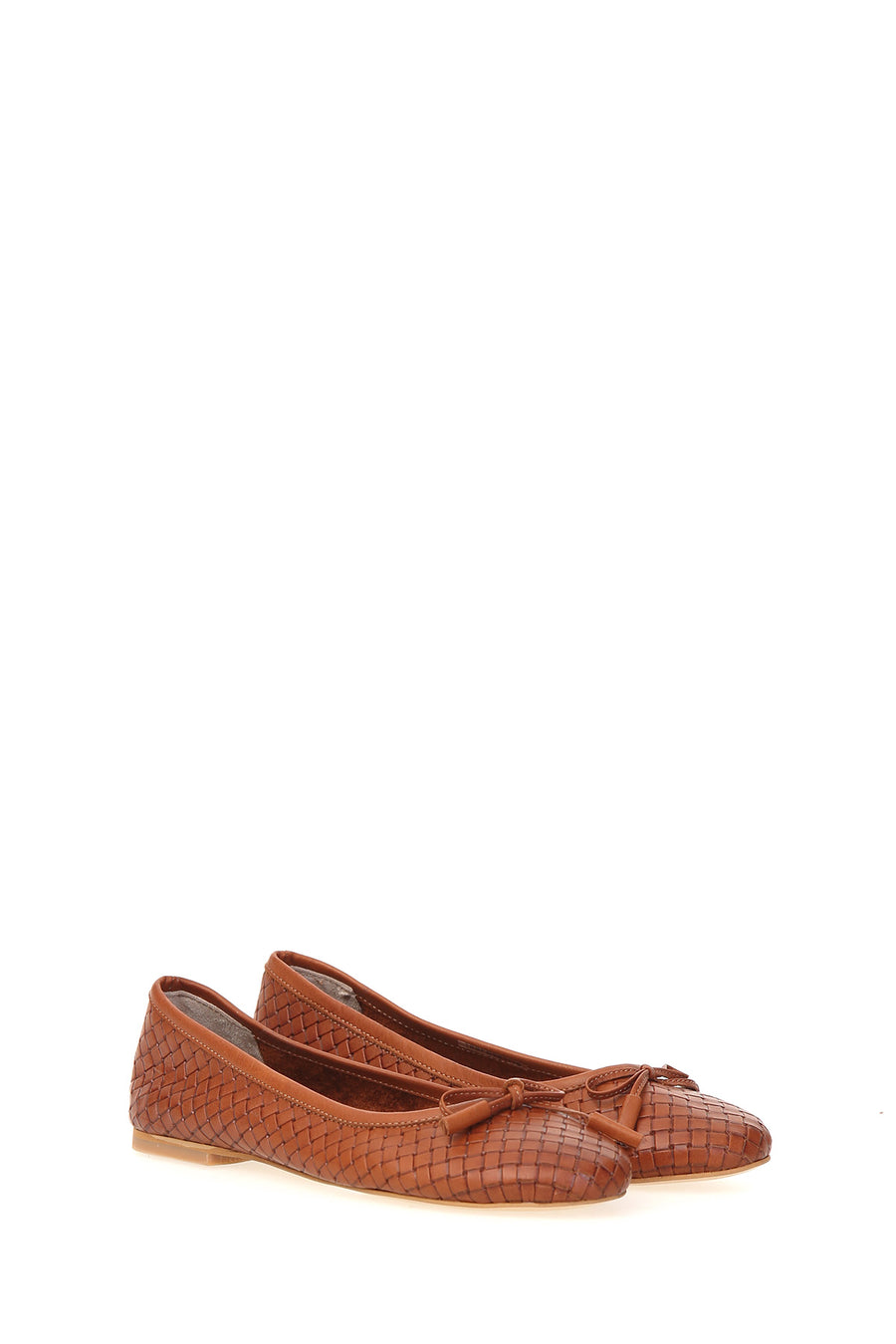 Tan Women's Leather Ballerinas