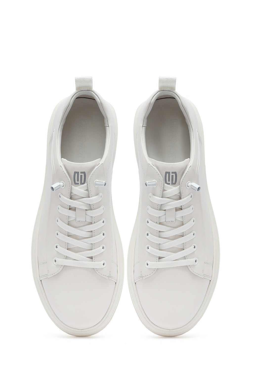Erkek Beyaz Bağcıklı Deri Sneaker