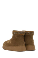 Woman Taba Patterned Suede Teddy Boots | Derimod