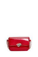Women's Red Long Strap Patent Leather Crossbody Bag | Derimod