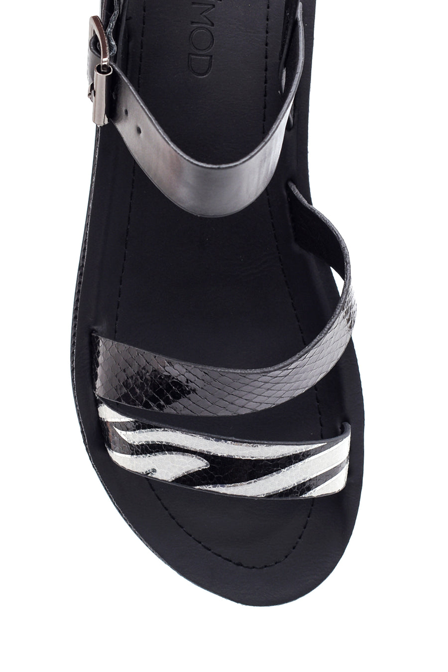 Women's Black Patterned Sandals