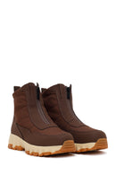 Woman Brown Zip Closure Thick-Soled Fabric Boots | Derimod