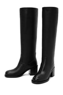 Women's Black Thick Heel Leather Boots | Derimod