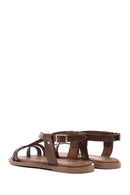Women's Brown Buckle Leather Bodrum Sandals | Derimod