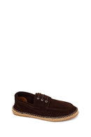 Male Brown Lace-Up Suede Espadrilles | Derimod