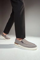 Erkek Gri Süet Deri Casual Loafer | Derimod