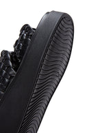 Women's Black Braided Thick Soled Slippers | Derimod