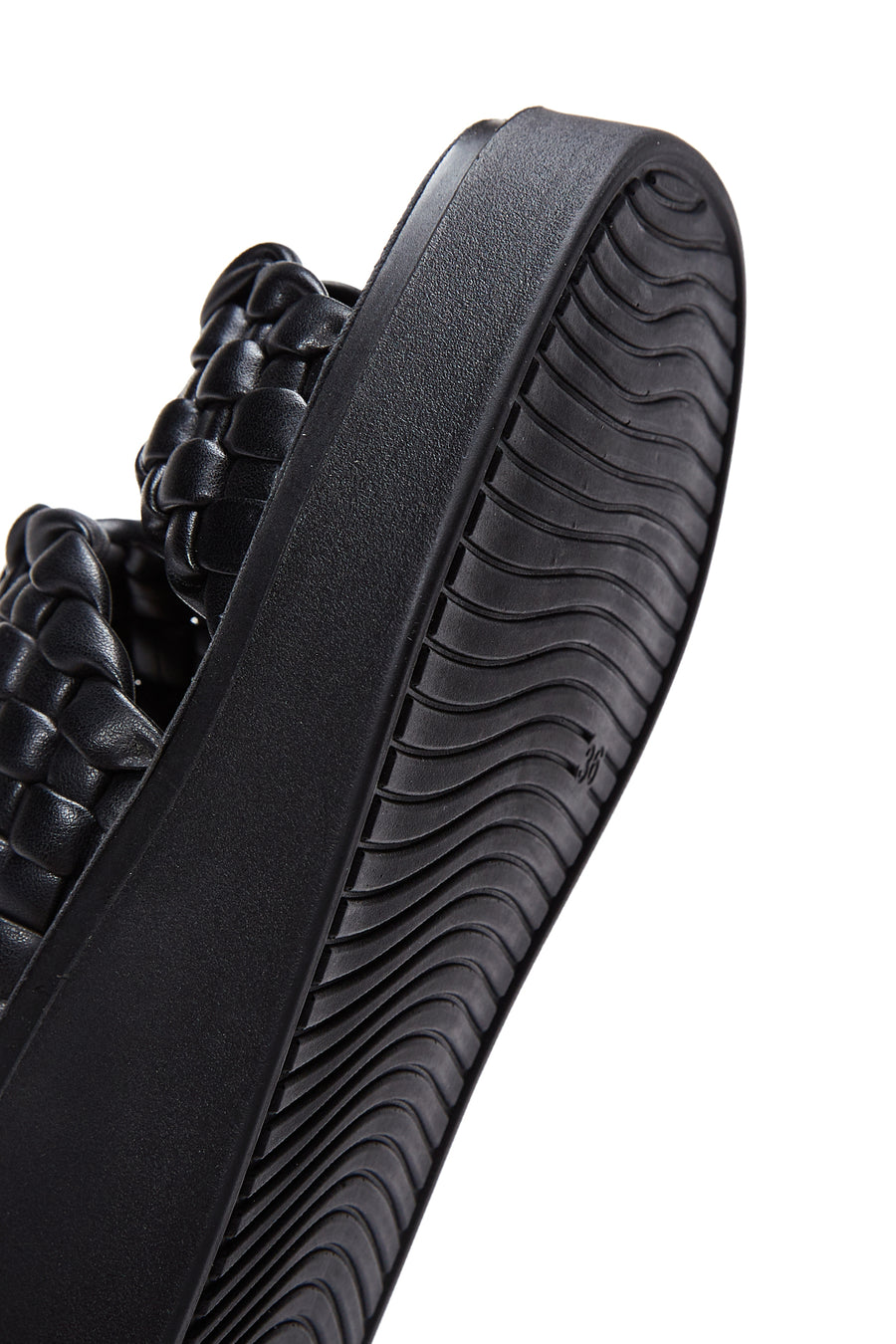 Women's Black Braided Thick Soled Slippers