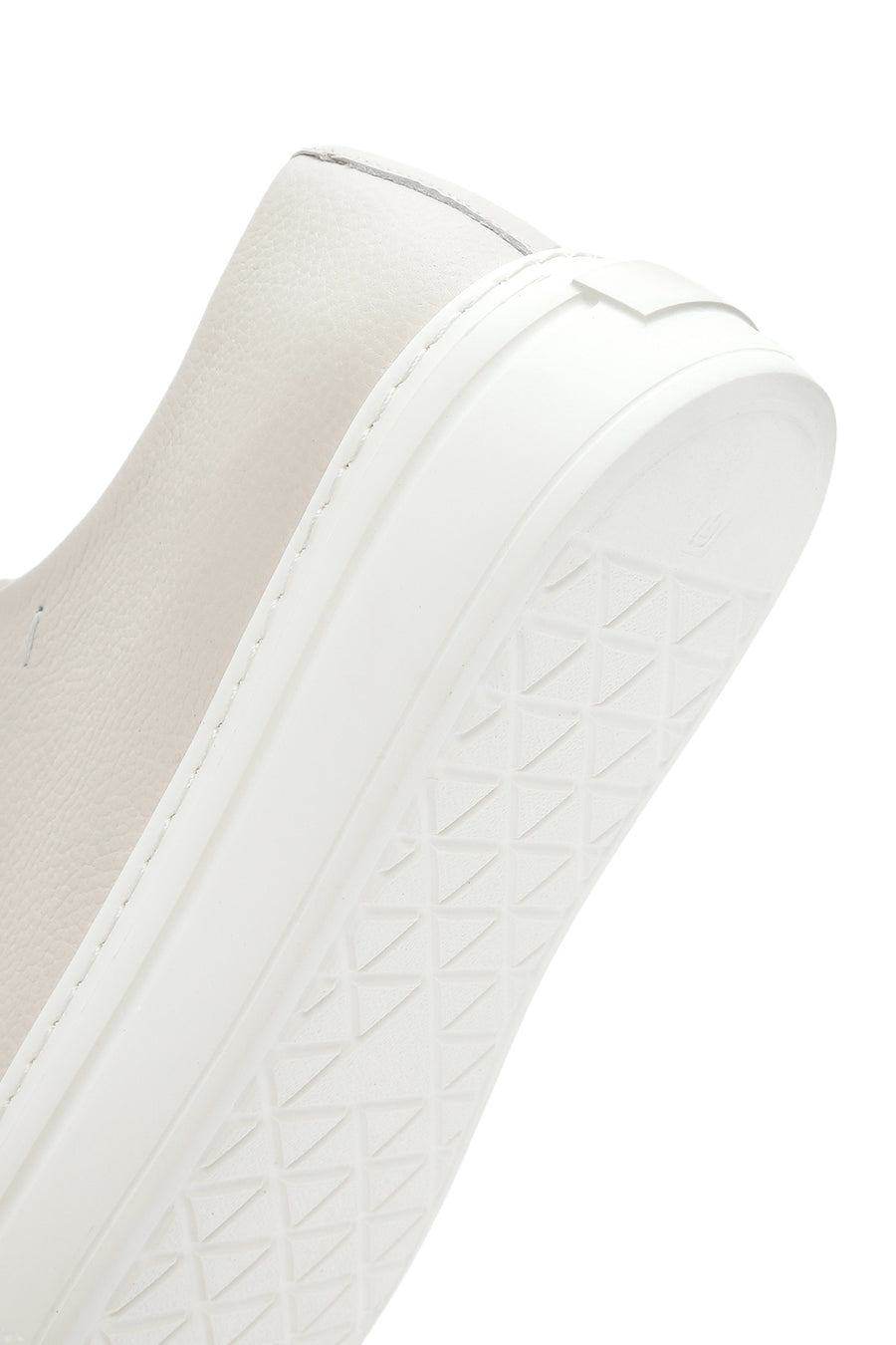 Men's White Lace-up Thick-Sole Leather Sneaker