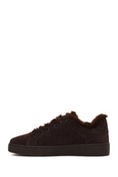 Woman Brown Lace-Up Charmed Suede Teddy Sneaker | Derimod