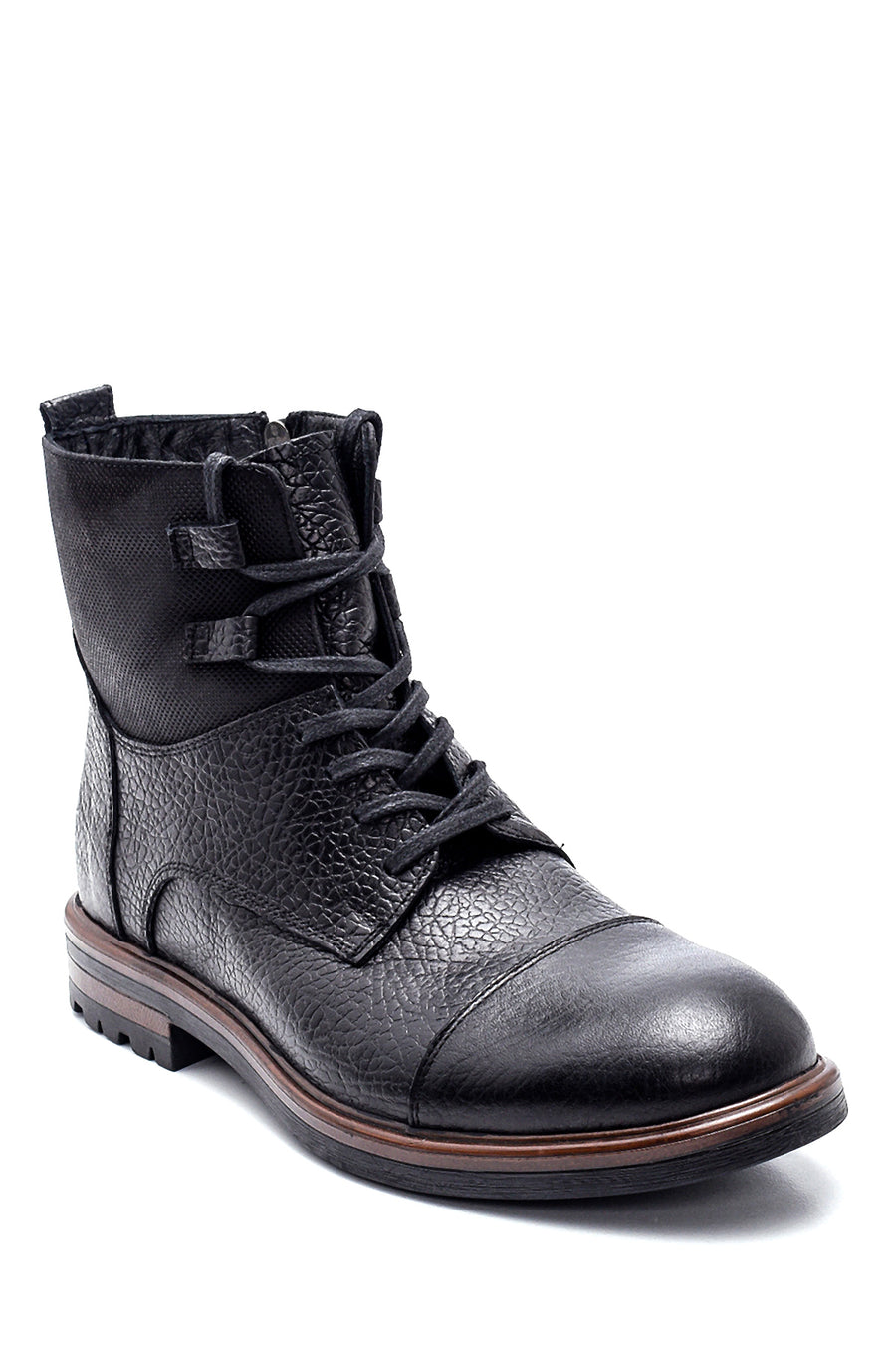 Men's Black Leather Zippered Boots