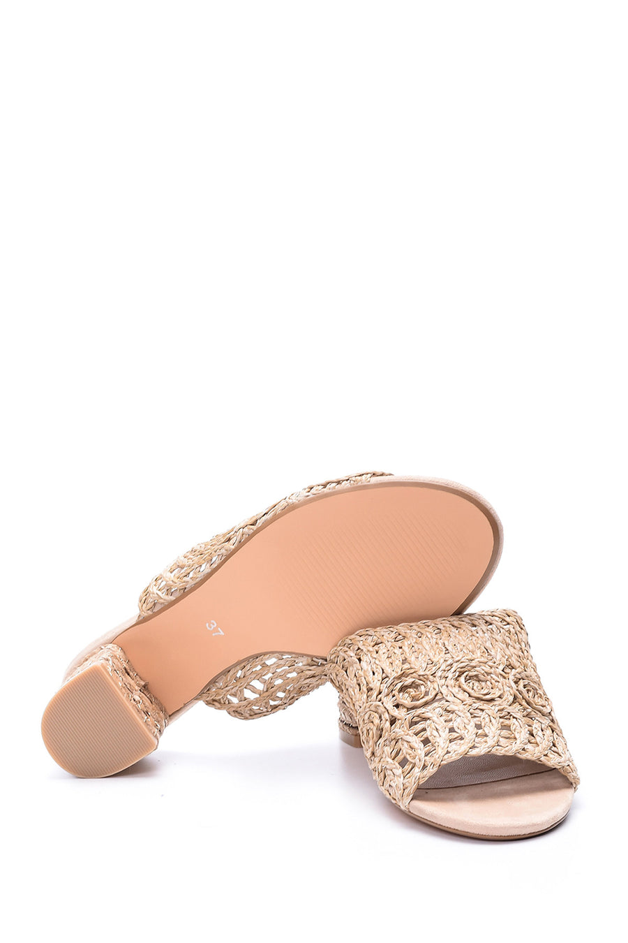 Women's Straw Heeled Slippers