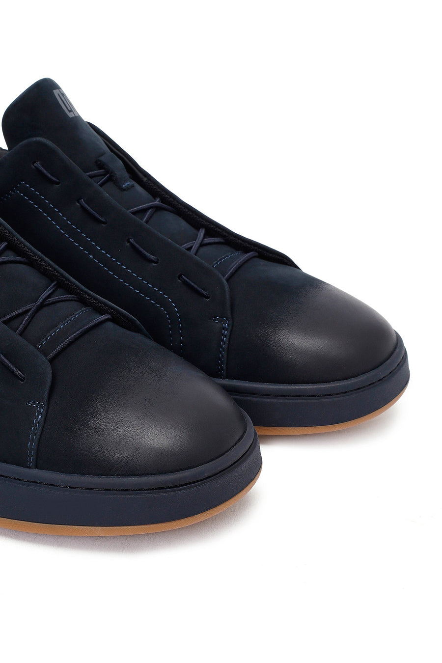 Male Navy Lace-up Nubuck Leather Sneaker