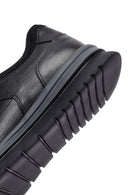Erkek Siyah Bağcıklı Deri Sneaker | Derimod