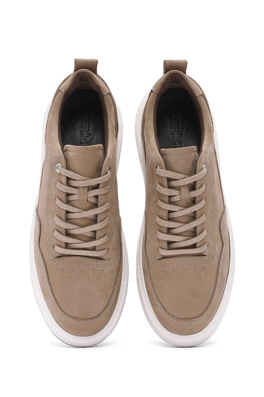 Erkek Vizon Bağcıklı Nubuk Deri Sneaker