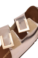 Women's Bronze Double Buckle Comfort Slippers | Derimod