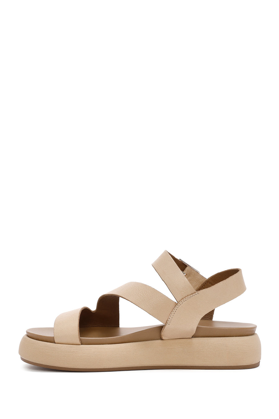 Women's Brown Ankle Strap Thick Soled Leather Sandals