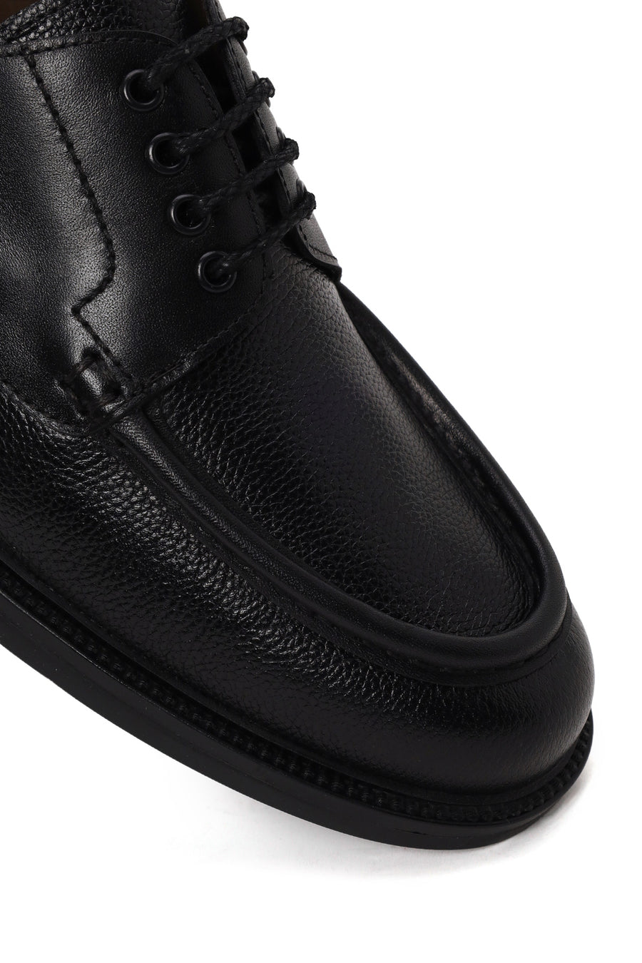 Male Black Lace-Up Thick-Soled Leather Casual Shoes