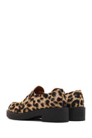 Women's Leopard Leather Masculine Loafer | Derimod