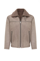 Lozan Men's Beige Fur Collar Teddy Coat | Derimod