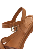 Women's Tan Leather Ankle Buckle Sandals | Derimod