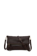 Woman Brown Long-Strap Woven Crossbody Bag | Derimod