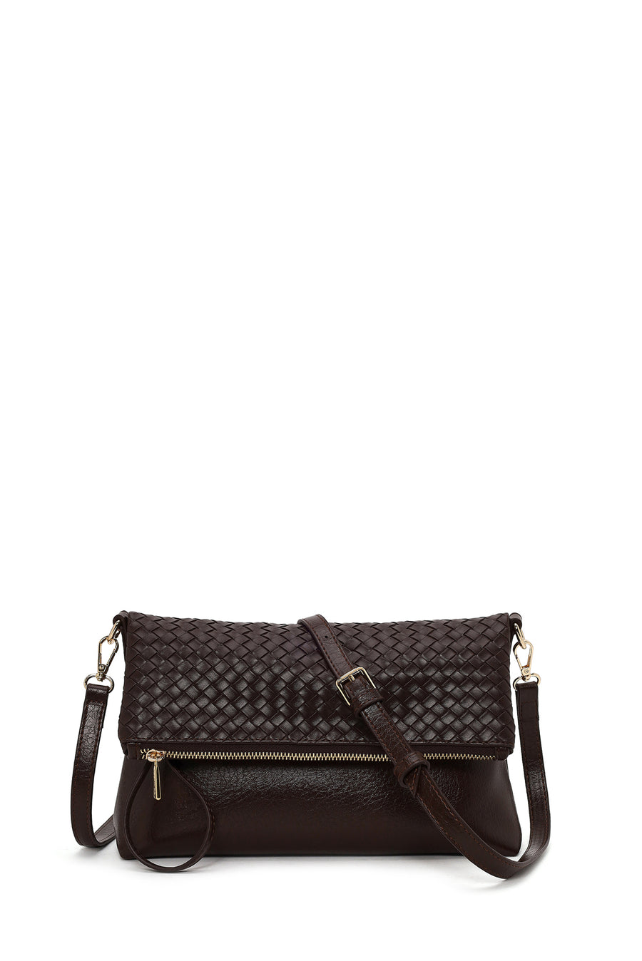 Woman Brown Long-Strap Woven Crossbody Bag WB550002SO | Derimod