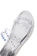 Women's Silver Transparent Stone Slippers | Derimod