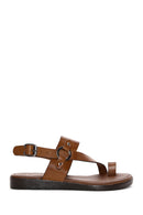 Women's Tan Flip-Flop Leather Bodrum Sandals | Derimod