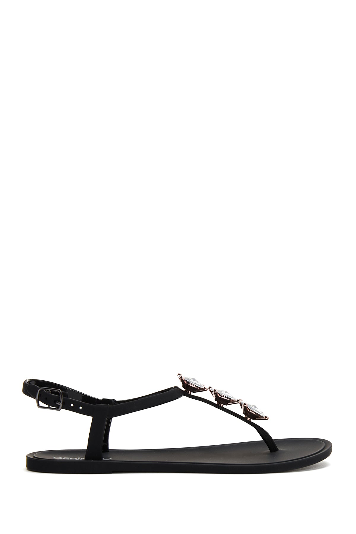 Women's Black Stone Flip Flops Sandals 22SFE4932PV | Derimod