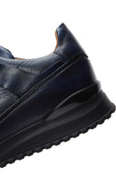 Men's Navy Blue Leather Sneaker | Derimod