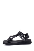 Women's Black Patterned Flat Sandals | Derimod