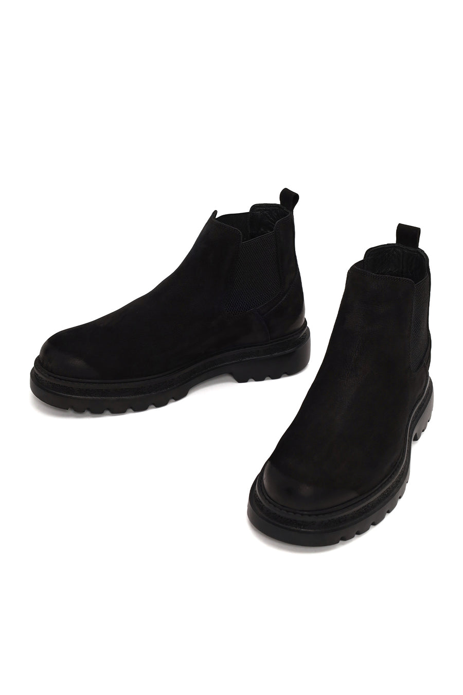 Male Black Thick-Soled Nubuck Leather Chelsea Boots