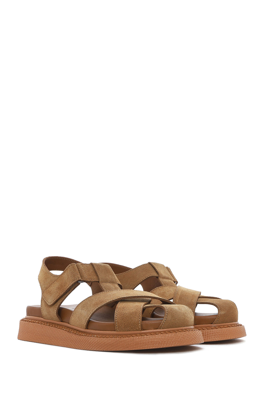 Woman Taba Süet Leather Sandalet