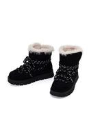 Woman Black Lace-Up Thick-Soled Suede Teddy Boots | Derimod