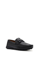 Men's Black Buckled Leather Loafer | Derimod